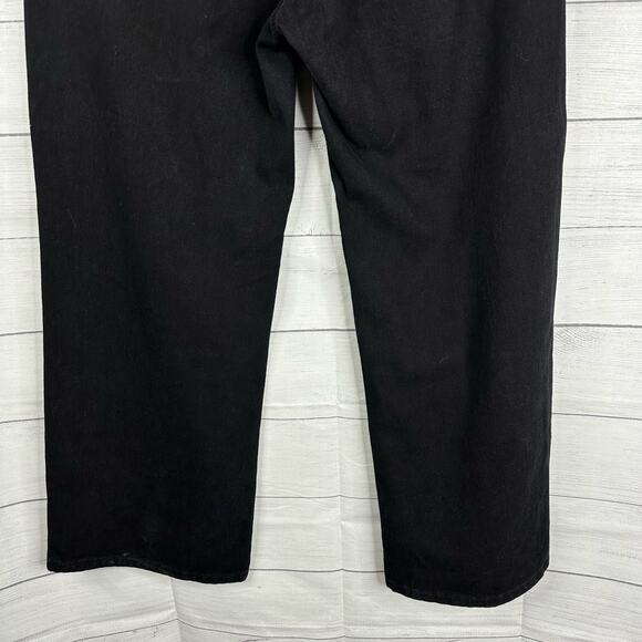 Cider Womens size Large Straight Wide Leg Denim Jeans High Rise Black - Picture 7 of 8